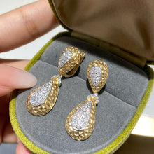 Load image into Gallery viewer, LUOWEND 18K White+Yellow Gold Natural Diamond Earrings for Women
