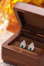Load image into Gallery viewer, LUOWEND 18K White Gold Real Natural Diamond&Emerald Earrings for Women