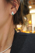 Load image into Gallery viewer, LUOWEND 18K White Gold Real Natural Diamond&Emerald Earrings for Women