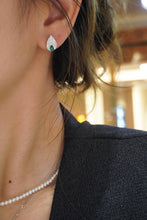 Load image into Gallery viewer, LUOWEND 18K White Gold Real Natural Diamond&Emerald Earrings for Women