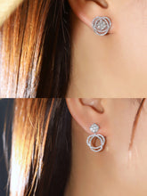 Load image into Gallery viewer, LUOWEND 18K White Gold Real Natural Diamond Stud Earrings for Women