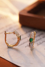 Load image into Gallery viewer, LUOWEND 18K White&Yellow Gold Real Natural Diamond&Emerald Earrings for Women