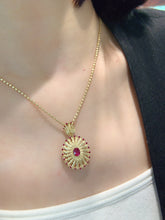 Load image into Gallery viewer, LUOWEND 18K Yellow Gold Fine Jewelry Real Natural Ruby Pendant for Women