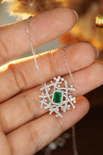 Load image into Gallery viewer, LUOWEND 18K White Gold Real Natural Emerald and Diamond Gemstone Necklace for Women