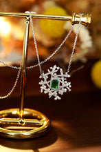 Load image into Gallery viewer, LUOWEND 18K White Gold Real Natural Emerald and Diamond Gemstone Necklace for Women