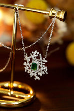 Load image into Gallery viewer, LUOWEND 18K White Gold Real Natural Emerald and Diamond Gemstone Necklace for Women