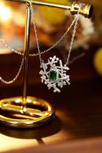 Load image into Gallery viewer, LUOWEND 18K White Gold Real Natural Emerald and Diamond Gemstone Necklace for Women