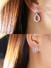 Load image into Gallery viewer, LUOWEND 18K White Gold Real Natural Diamond Stud Earrings for Women