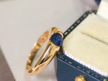Load image into Gallery viewer, LUOWEND 18K Yellow Gold Natural Sapphire Ring for Women