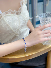 Load image into Gallery viewer, LUOWEND 18K White Gold Natural Diamond and Sapphire Bracelet for Women