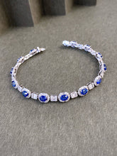 Load image into Gallery viewer, LUOWEND 18K White Gold Natural Diamond and Sapphire Bracelet for Women