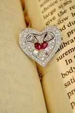 Load image into Gallery viewer, LUOWEND 18K White Gold Real Natural Ruby and Diamond Gemstone Necklace for Women