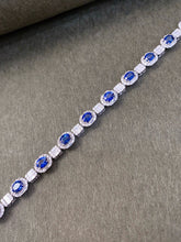Load image into Gallery viewer, LUOWEND 18K White Gold Natural Diamond and Sapphire Bracelet for Women