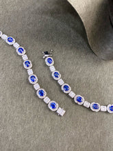 Load image into Gallery viewer, LUOWEND 18K White Gold Natural Diamond and Sapphire Bracelet for Women
