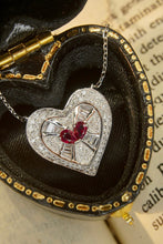 Load image into Gallery viewer, LUOWEND 18K White Gold Real Natural Ruby and Diamond Gemstone Necklace for Women
