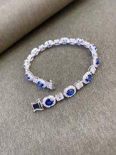 Load image into Gallery viewer, LUOWEND 18K White Gold Natural Diamond and Sapphire Bracelet for Women