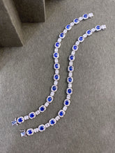 Load image into Gallery viewer, LUOWEND 18K White Gold Natural Diamond and Sapphire Bracelet for Women