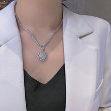 Load image into Gallery viewer, LUOWEND 18K White Gold Real Natural Diamond Necklace for Women