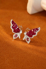 Load image into Gallery viewer, LUOWEND 18K White Gold Real Natural Ruby and Diamond Earrings for Women