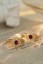 Load image into Gallery viewer, LUOWEND 18K Yellow Gold Real Natural Diamond&Ruby Ring for Women