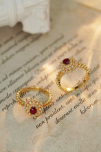 Load image into Gallery viewer, LUOWEND 18K Yellow Gold Real Natural Diamond&Ruby Ring for Women