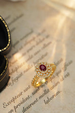 Load image into Gallery viewer, LUOWEND 18K Yellow Gold Real Natural Diamond&Ruby Ring for Women
