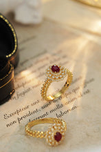 Load image into Gallery viewer, LUOWEND 18K Yellow Gold Real Natural Diamond&Ruby Ring for Women
