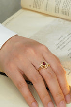 Load image into Gallery viewer, LUOWEND 18K Yellow Gold Real Natural Diamond&Ruby Ring for Women