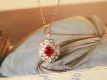 Load image into Gallery viewer, LUOWEND 18K Rose Gold Natural Ruby Necklace for Women