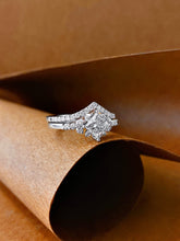 Load image into Gallery viewer, LUOWEND 18K White Gold Natural Diamond Ring for Women