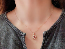 Load image into Gallery viewer, LUOWEND 18K Rose Gold Natural Ruby Necklace for Women