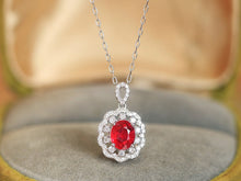 Load image into Gallery viewer, LUOWEND 18K White Gold Natural Ruby Necklace for Women