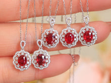 Load image into Gallery viewer, LUOWEND 18K White Gold Natural Ruby Necklace for Women