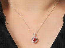 Load image into Gallery viewer, LUOWEND 18K White Gold Natural Ruby Necklace for Women