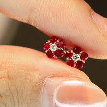 Load image into Gallery viewer, LUOWEND 18K Yellow Gold Fine Jewelry Natural Ruby Earrings for Women