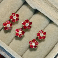Load image into Gallery viewer, LUOWEND 18K Yellow Gold Fine Jewelry Natural Ruby Earrings for Women