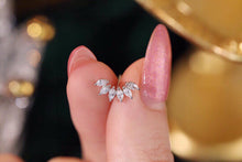 Load image into Gallery viewer, LUOWEND 18K White Gold Real Natural Diamond Stud Earrings for Women