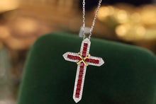 Load image into Gallery viewer, LUOWEND 18K White and Yellow Gold Real Natural Ruby Necklace for Women