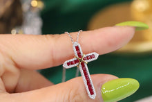 Load image into Gallery viewer, LUOWEND 18K White and Yellow Gold Real Natural Ruby Necklace for Women