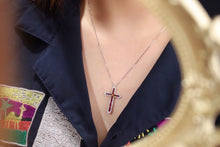 Load image into Gallery viewer, LUOWEND 18K White and Yellow Gold Real Natural Ruby Necklace for Women