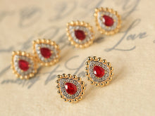 Load image into Gallery viewer, LUOWEND 18K Yellow Gold Natural Ruby Earrings for Women