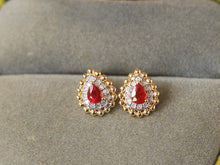 Load image into Gallery viewer, LUOWEND 18K Yellow Gold Natural Ruby Earrings for Women