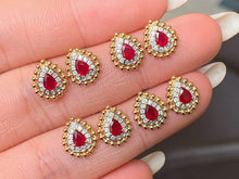Load image into Gallery viewer, LUOWEND 18K Yellow Gold Natural Ruby Earrings for Women