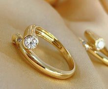 Load image into Gallery viewer, LUOWEND 18K Yellow Gold Natural Diamond Ring for Women