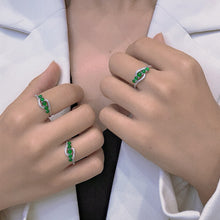 Load image into Gallery viewer, LUOWEND 18K White Gold Real Natural Diamond&Jadeite Ring for Women