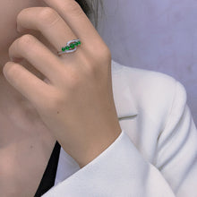 Load image into Gallery viewer, LUOWEND 18K White Gold Real Natural Diamond&Jadeite Ring for Women
