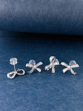 Load image into Gallery viewer, LUOWEND 18K White or Rose Gold Natural Diamond Earrings for Women