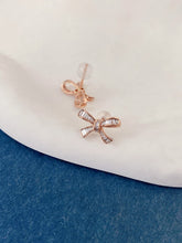 Load image into Gallery viewer, LUOWEND 18K White or Rose Gold Natural Diamond Earrings for Women