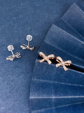 Load image into Gallery viewer, LUOWEND 18K White or Rose Gold Natural Diamond Earrings for Women