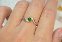 Load image into Gallery viewer, LUOWEND 18K White Gold Real Natural Diamond and Jadeite Ring for Women